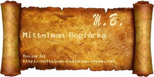 Mittelman Boglárka névjegykártya